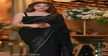 Load image into Gallery viewer, Georgette Embellished Saree with Blouse Piece in Black Color-Bollywood type.