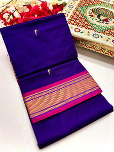Premium Slik Traditional Yeola Kadiyal Paithani with Blouse piece