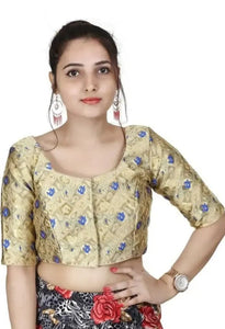 Women's Front Hook Readymade, Jacquard Half Sleeves Blouse