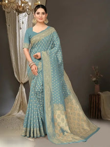 Woven Design Banarasi Silk Saree with Blouse Piece.