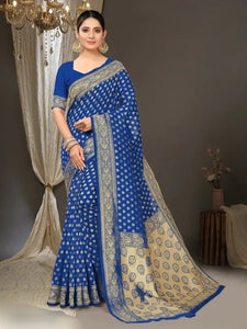 Woven Design Banarasi Silk Saree with Blouse Piece.