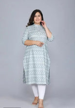 Load image into Gallery viewer, Cotton Printed Straight Plus Size Kurti for high beautiful women