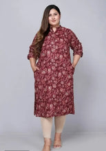 Load image into Gallery viewer, Cotton Printed Straight Plus Size Kurti for high beautiful women