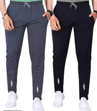 Load image into Gallery viewer, Grey Polyester Spandex Regular Track Pants For Men pack of 2