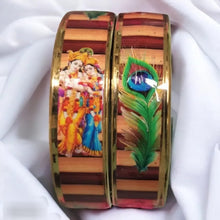 Load image into Gallery viewer, Bangles Fancy Shri Radha Krishna ji Kangan-Kada set in glass