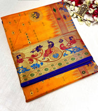 Load image into Gallery viewer, Turning Border Kadiyal Paithani sarees