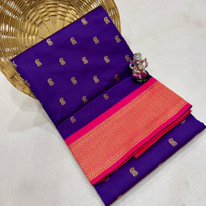 Devika Kadiyal Paithani Saree in Soft Tana Silk with a contrast blouse piece