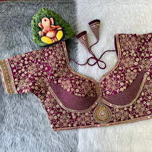 Load image into Gallery viewer, Heavy Sabyasachi Style Bridal Wedding Blouse coding embroidery, thread, sequence work.