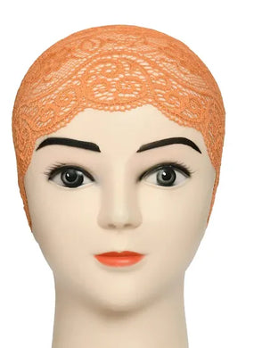 Women's Under hijab Scarf Orange Color Net Naqab Headband (2 Pcs)