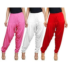 Load image into Gallery viewer, Eazy Trendz Women&#39;s Viscose Lycra Solid Patiala Pack of 3-MPINK_RED.White