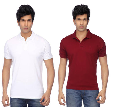 Slim Fit Polo Neck Tshirt (Pack Of 2)