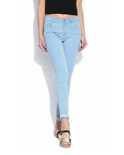 Load image into Gallery viewer, Women&#39;s Blue Colour Denim Mid-Rise Jeans