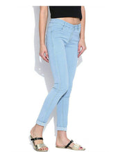 Load image into Gallery viewer, Women&#39;s Blue Colour Denim Mid-Rise Jeans
