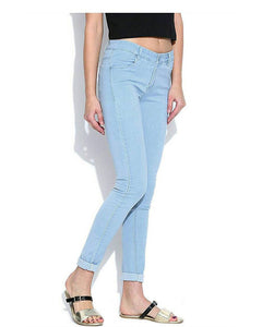 Women's Blue Colour Denim Mid-Rise Jeans