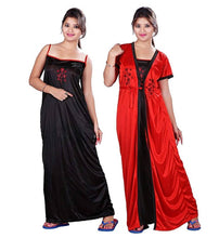 Load image into Gallery viewer, Women&#39;s Satin Robe Nightwear Gown for Women and Girls_ Pack of 2