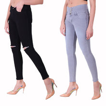 Load image into Gallery viewer, Multicoloured Denim Jeggings For Women&#39;s
