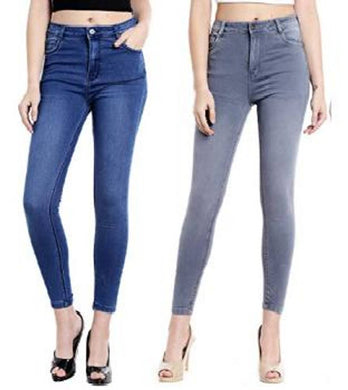 Combo Of Women's Light Faded - Grey & Dark Blue Jeans
