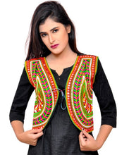 Load image into Gallery viewer, Cotton Blend Kutchi Embroidered Sleeveless Short Jacket/Koti/Shrug