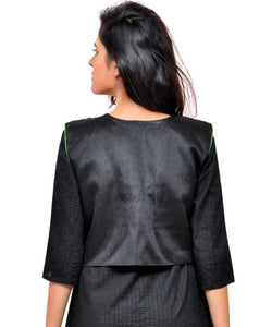 Cotton Blend Kutchi Embroidered Sleeveless Short Jacket/Koti/Shrug