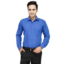 Load image into Gallery viewer, Men&#39;s Blue Cotton Long Sleeve Solid Regular Fit Formal Shirt