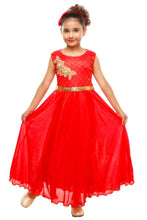 Load image into Gallery viewer, RNR FASHION Girls Red Colored Sleeveless Party wear Full Length Gown Frock(RNR056)