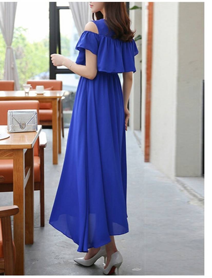 Royal blue casual maxi hot sale dress