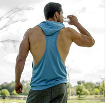Load image into Gallery viewer, Bodybuilding Mens Gym Cotton Blend sleeveless Hooded Stringer