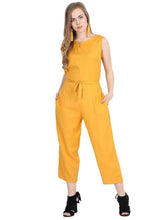 Load image into Gallery viewer, Yellow Rayon Dyed Regular Wear Jump Suit