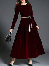 Load image into Gallery viewer, Maroon Velvet Long Women Party Wear Dress