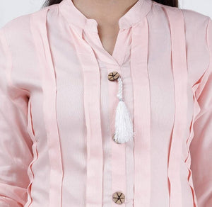 Stylish Rayon Pink Pintex 3/4 Sleeves Kurta With Palazzo Set