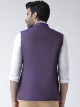 Load image into Gallery viewer, Men&#39;s Purple 
Cotton Blend
 Woven Design Nehru Jackets