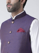 Load image into Gallery viewer, Men&#39;s Purple 
Cotton Blend
 Woven Design Nehru Jackets