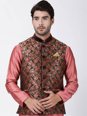Men's Multicoloured 
Cotton Blend
 Woven Design Nehru Jackets