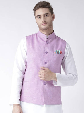 Men's Purple 
Linen
 Solid
 Nehru Jackets