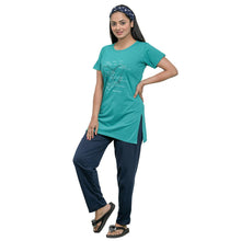 Load image into Gallery viewer, Trendy Polycotton Sea Green Printed Night Suit Set