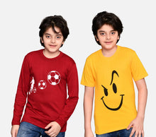 Load image into Gallery viewer, Boys Tshirt Combo Pack  Unisex Kids T-Shirt Combo Set Regular Fit Round Neck Stylish Printed Tees  Cotton Blend, 2 Pcs, Maroon &amp; Yellow