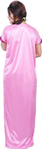 Pink Womens Satin Night Dress Set