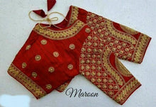 Load image into Gallery viewer, Latest Beautiful Designer Embroidered Stitched Maroon Butti Blouse