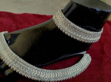 Shimmering Glittering German Silver Plated Thick Anklets For Women