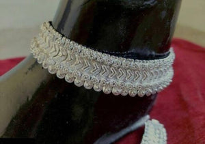 Shimmering Glittering German Silver Plated Thick Anklets For Women