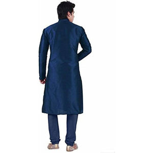 UnM Men's Silk Blend Kurta Pyjama (Unm-2-Kp-Blu-38_Navy Blue_38)