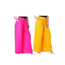 Load image into Gallery viewer, Attractive Solid Cotton Blended Flared Trousers Combo For Women Pack Of 2