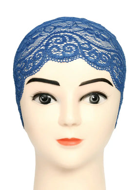 Women's Under hijab Scarf Dark Dark Blue Color Net Naqab Headband (2 Pcs)