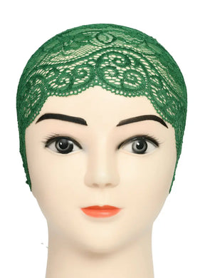 Women's Under hijab Scarf Green Color Net Naqab Headband (2 Pcs)