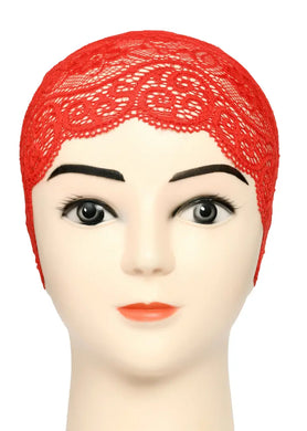 Women's Under hijab Scarf Red Color Net Naqab Headband (2 Pcs)