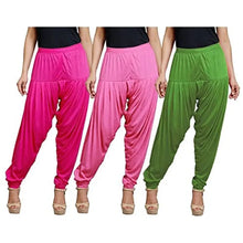 Load image into Gallery viewer, Eazy Trendz Women&#39;s Viscose Lycra Solid Patiala Pack of 3-RPINK_Green_MPINK