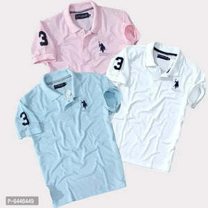 Stunning Matty Cotton Self Pattern Polos For Men- 3 Pieces