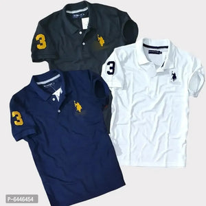 Stunning Matty Cotton Self Pattern Polos For Men- 3 Pieces