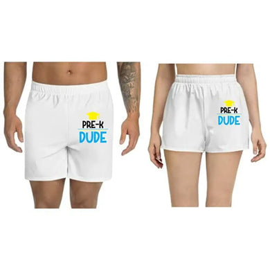 UDNAG Unisex Regular fit 'School | pre-k Dude' Polyester Shorts [Size S/28In to XL/40In]