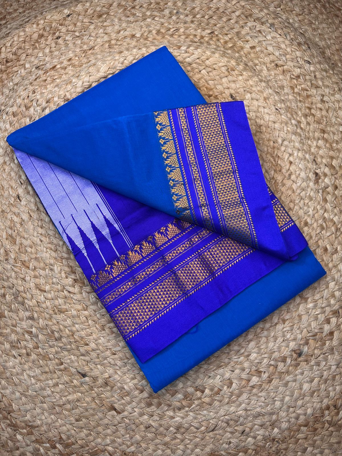 Signature Cotton Silk Saree with Trendy IIkal Silk Pallu &amp; Chikki Paras Border Contrast Blouse, Silk Pallu